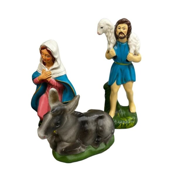 Vintage Dickson Hand-Painted Nativity Scene Set Complete w Stable Japan 12 Pc - Picture 4 of 16